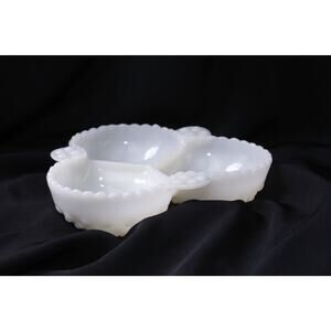 Fenton, Three Section Milk White Glass Bowl, Candy/Nut Dish